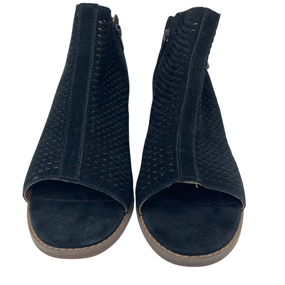 Vionic Chryssa Black Open Toed Ankle Booties Peep Toe Boots Shoes Heels - Picture 3 of 7
